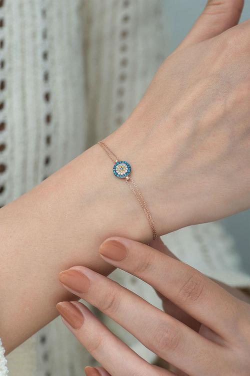 925 Ayar Zirkon Taşlı Gümüş Nazar Bileklik