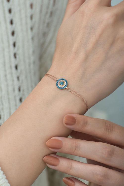 925 Ayar Zirkon Taşlı Gümüş Nazar Bileklik