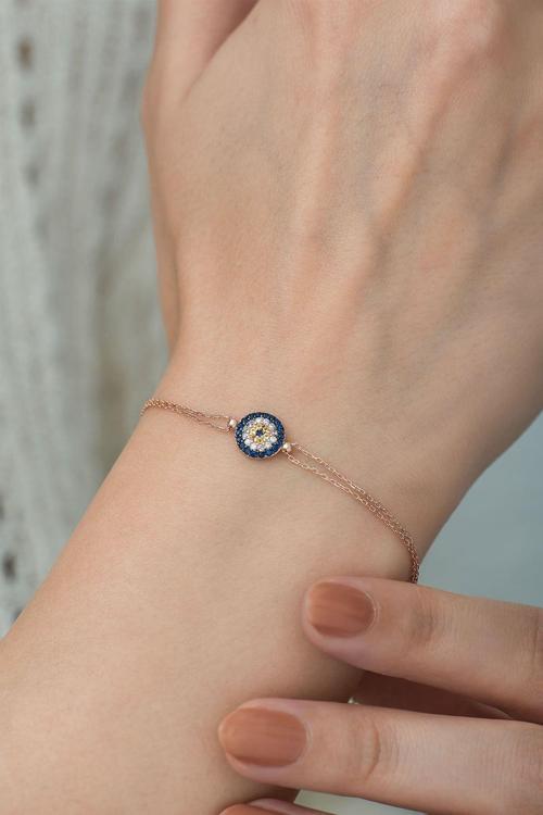 925 Ayar Zirkon Taşlı Gümüş Nazar Bileklik