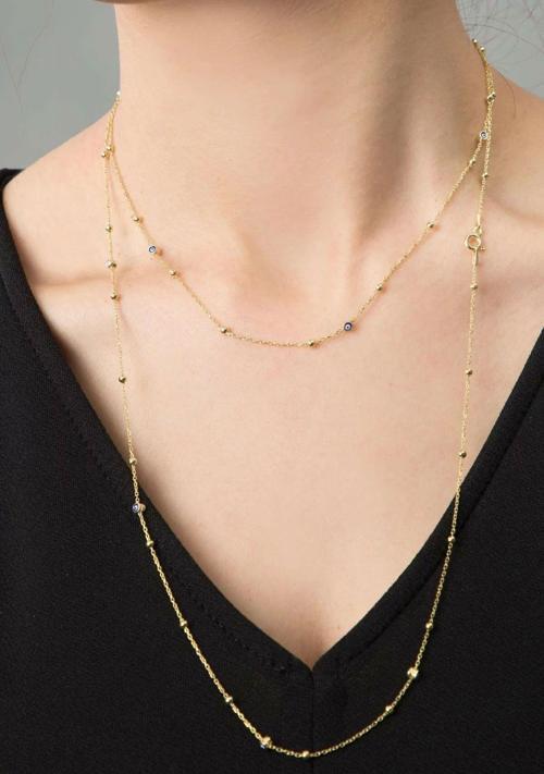 925 Ayar Altın Kaplama Nazar Göz Gümüş Kolye