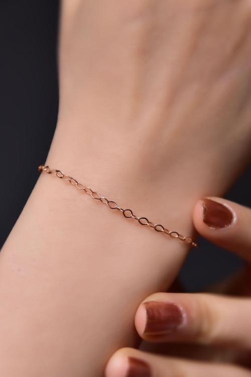 925 Ayar Gümüş Rose Kaplama Zincir Bileklik