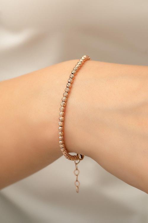 Dorica Toplu Renkli Rose Altın Kaplama 925 Ayar Gümüş Bileklik - Uvps200081