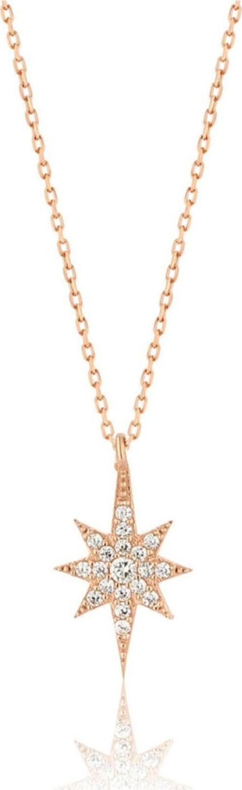 925 Ayar Beyaz Taşlı Gümüş Kutup Yıldızı Kolye