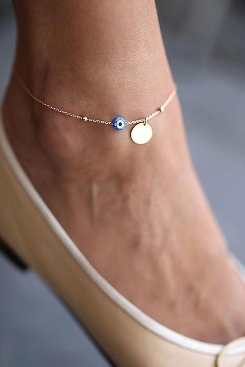 Kadın 925 Ayar Nazar Boncuklu Gümüş Halhal