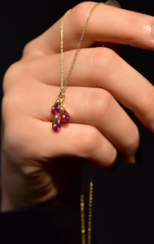 925 Ayar Gümüş Gold Kaplama Ocak Ayı Doğum Taşlı Kübik Drop Kolye