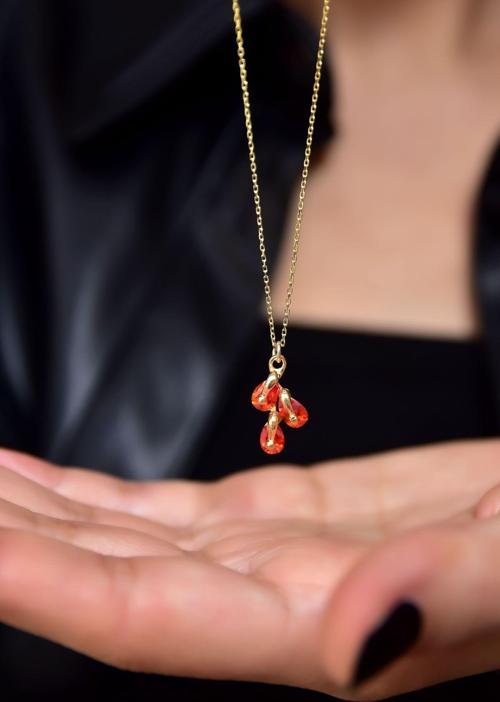 925 Ayar Gümüş Gold Kaplama Kasım Ayı Doğum Taşlı Kübik Drop Kolye.