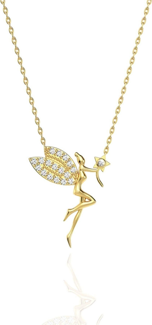 925 Ayar Gümüş Gold Kaplama Zirkon Taşlı Su Perisi Kolye