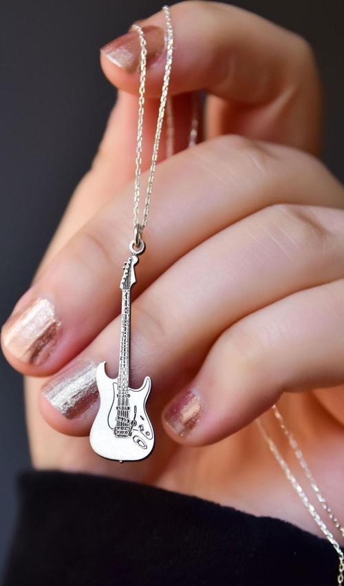 925 Ayar Gümüş Retro, Elektronik Gitar Kolye