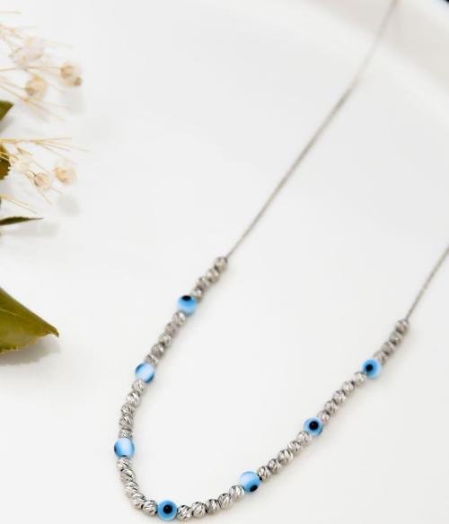 925 Ayar Gümüş Rodyum Kaplama Dorika Toplu Göz Kolye