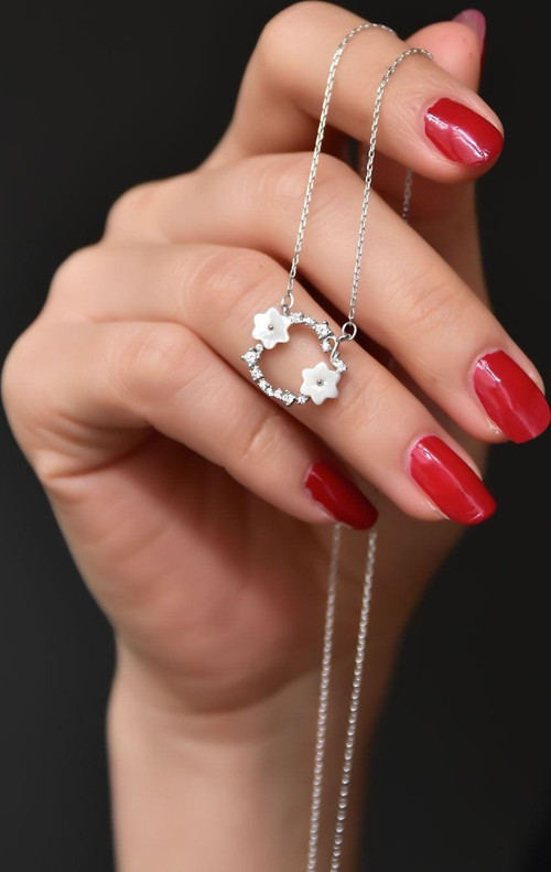 925 Ayar Gümüş Rodyum Kaplama Jasmine Flower Crown Kolye