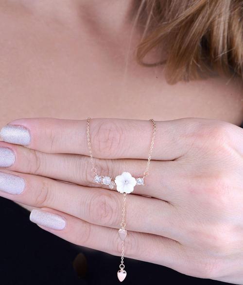 925 Ayar Gümüş Rose Kaplama Manolya Çiçeği Kolye