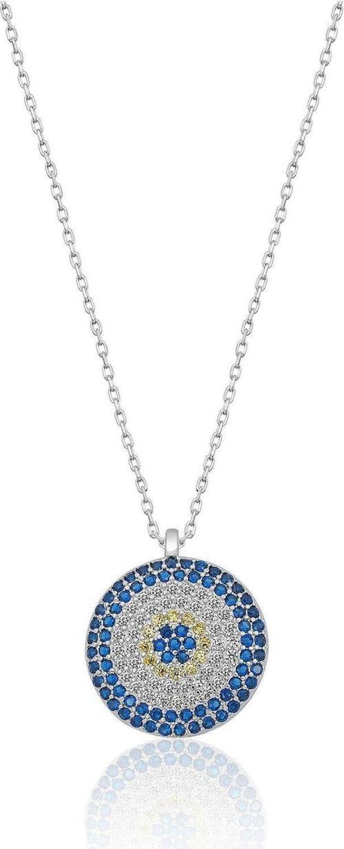 925 Ayar Rodyum Zirkon Taşlı Gümüş Nazar Kolye