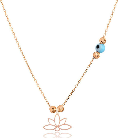 925 Ayar Rose Altın Kaplama Dorika Toplu Gümüş Lotus Kolye
