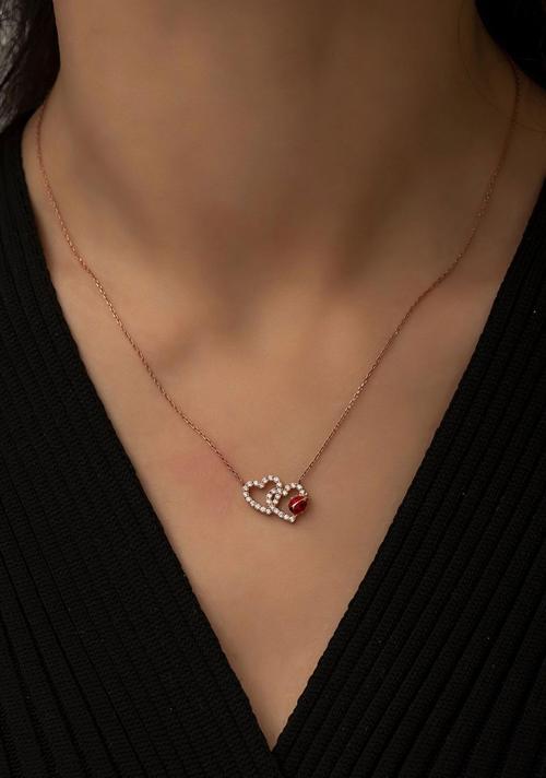 925 Ayar Uğur Böcekli Gümüş Kalp Kolye