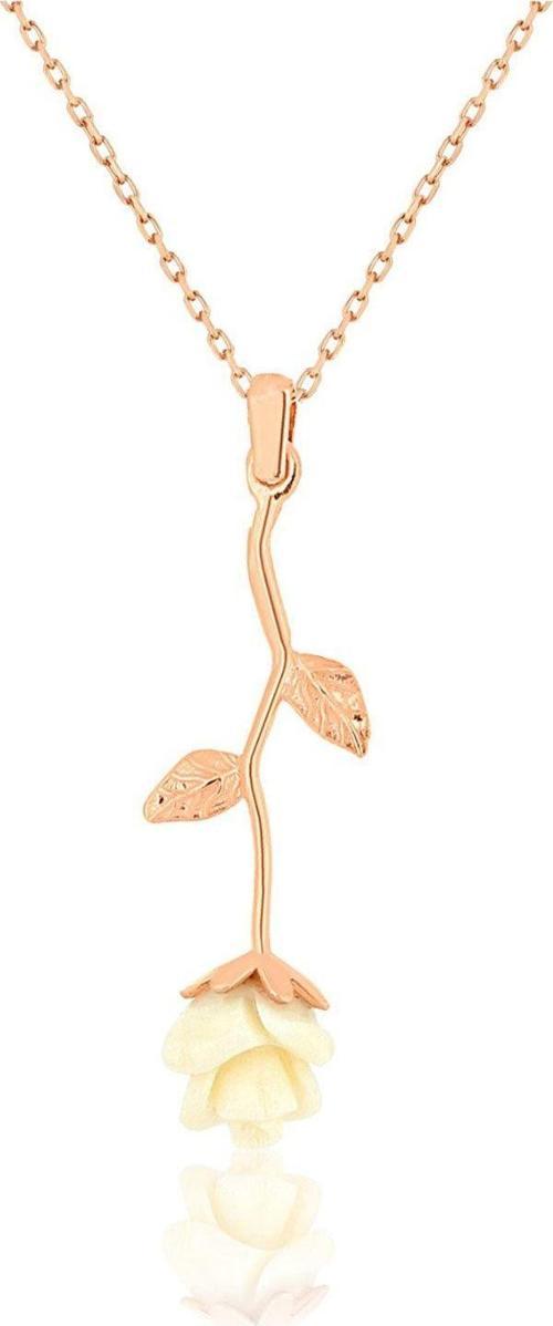 925 Ayar Rose Altın Kaplama Gümüş Gül Kolye