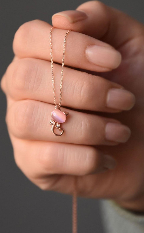 925 Ayar Rose Altın Kaplama Gümüş Kedi Kolye