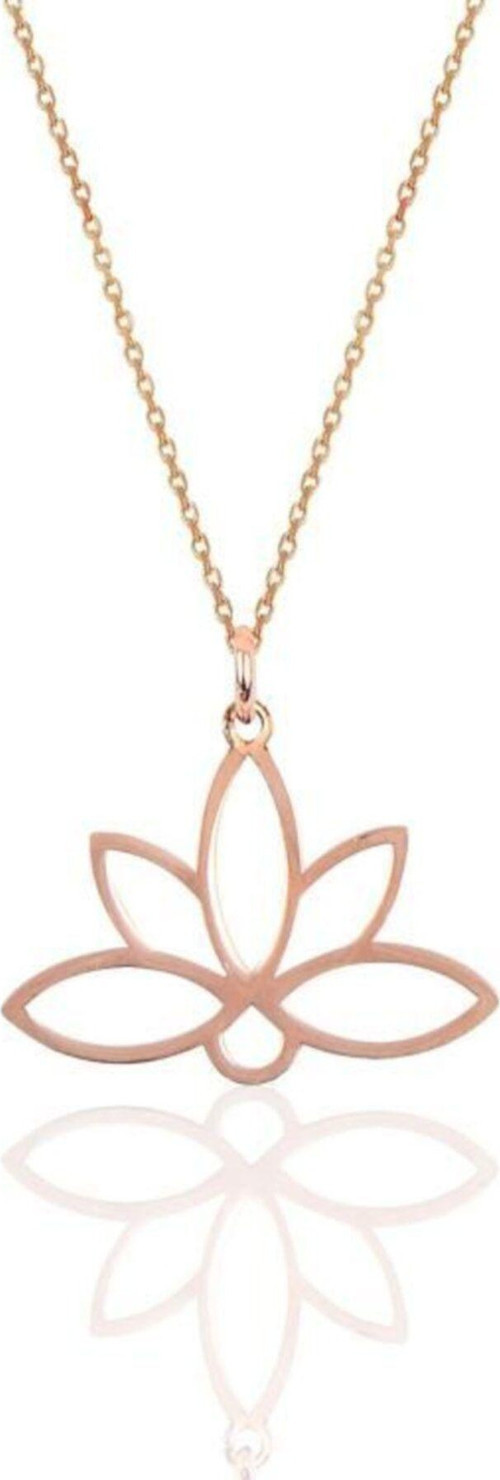 925 Ayar Rose Altın Kaplama Gümüş Lotus Çiçeği Kolye