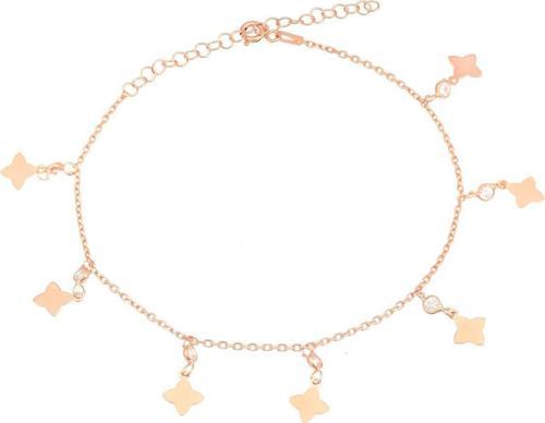 Rose Gold Sallantılı Taşlı Gümüş Kadın Ayak Halhal