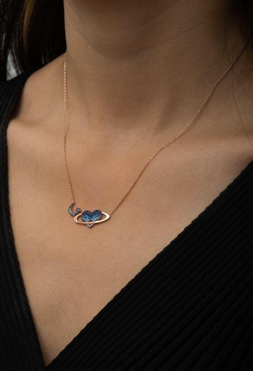 Kadın Kolye Rose Gold Kaplama 925 Ayar Gümüş