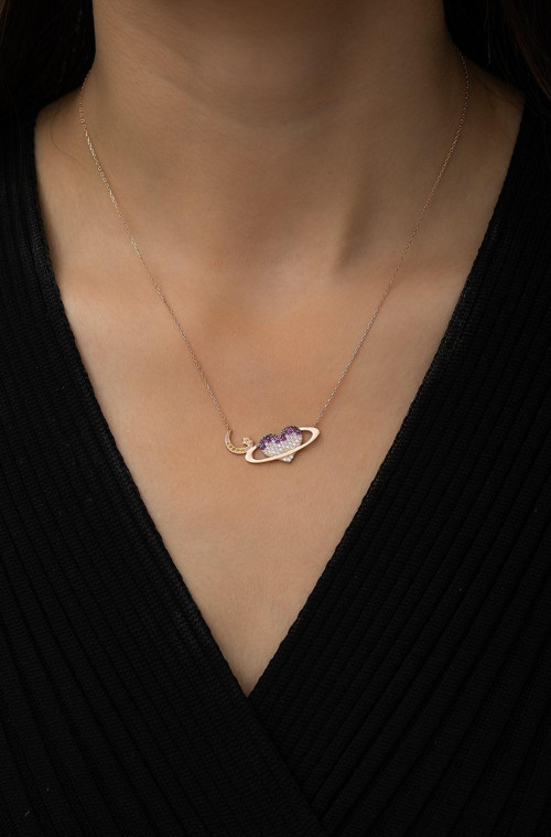Kadın Kolye Rose Gold Kaplama 925 Ayar Gümüş