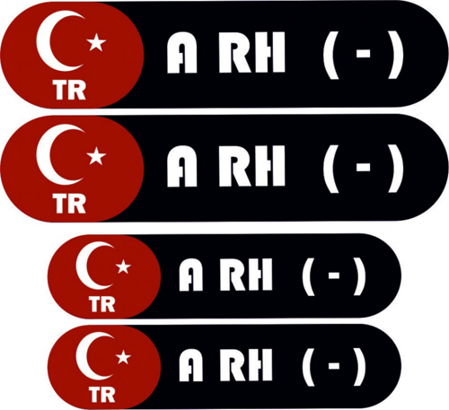 KAN GRUBU KASK ETİKETİ 4 PARÇA A RH (-) ETİKET STİCKER