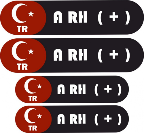 KAN GRUBU KASK ETİKETİ 4 PARÇA A RH (+) ETİKET STİCKER