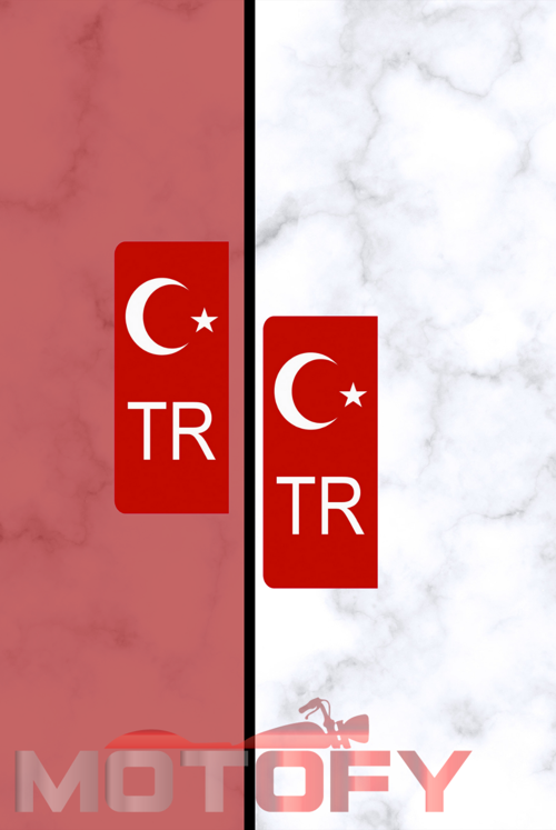 KIRMIZI BAYRAKLI PLAKA ETİKETİ TR  2 ADET - STİCKER