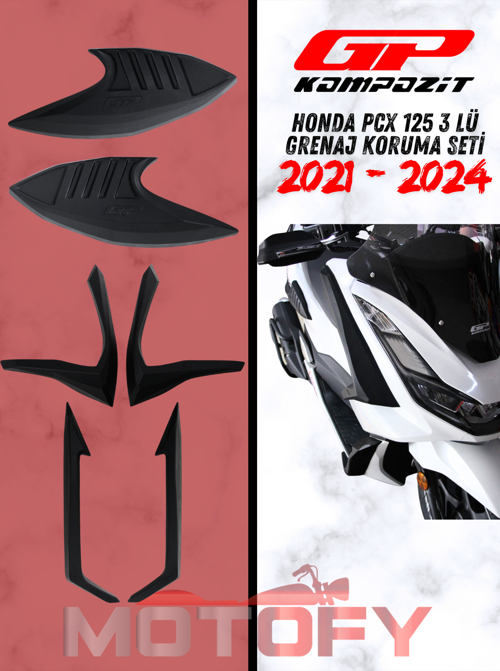 GP Kompozit Honda PCX 125 2021-2024 Uyumlu Grenaj Koruma Pad Takımı
