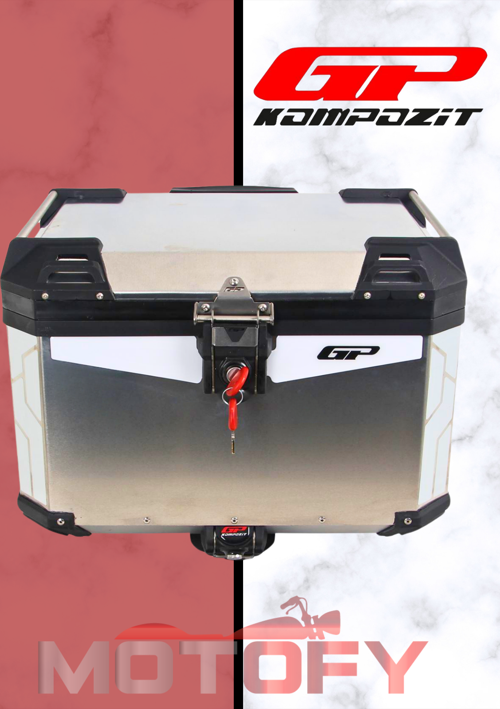 GP Kompozit Universal 57 lt Alüminyum Motosiklet Çantası Gri