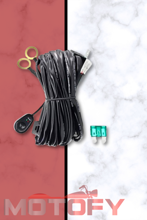 MOTOSİKLET SİS FARI TESİSATI HAZIR RÖLE SİGORTA KONTROL BUTONU 300W 18AWG 15A