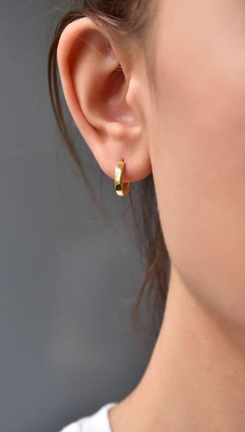 925 Ayar Gümüş Altın Kaplama Halka Küpe