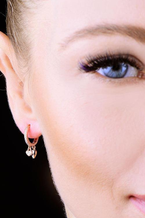 925 Ayar Gümüş Kalp Figürlü Minimal Halka Kadın Küpe Uvpts300002