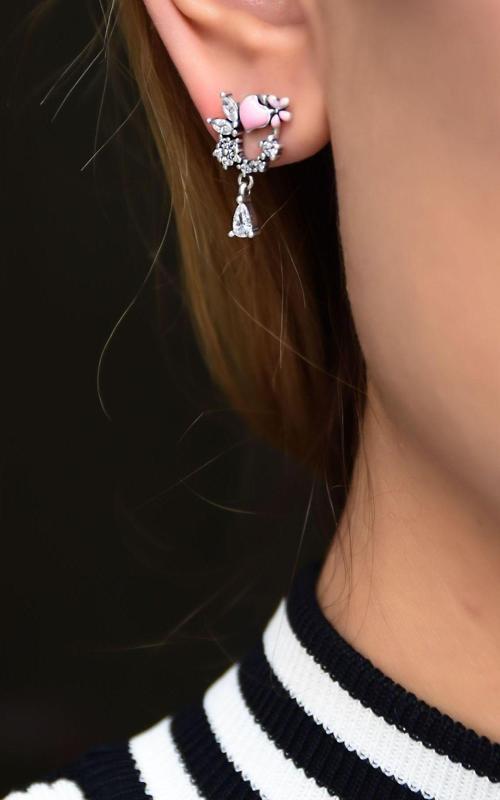 925 Ayar Gümüş Mineli Kalpli Damla Taşlı Çivili Küpe