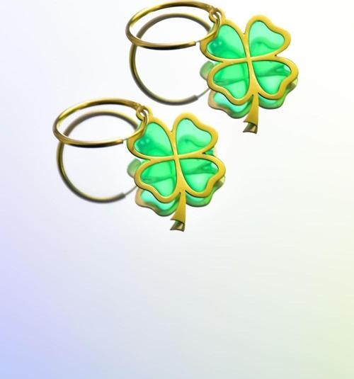 925 Ayar Gümüş Gold Kaplama Parlayan Rüya Serisi Tasarım Renkli Ebruli Cam Yonca Küpe