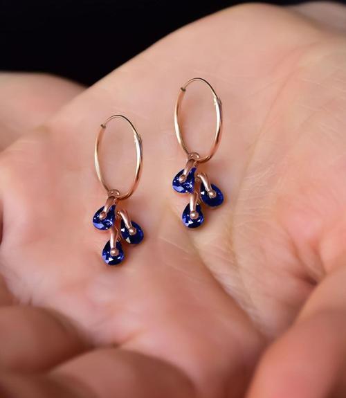 925 Ayar Gümüş Rose Kaplama Eylül Ayı Doğum Taşlı Kübik Drop Küpe