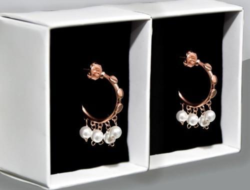 925 Ayar Gümüş Rose Kaplama Inci Taşlı Shakira Halka Küpe