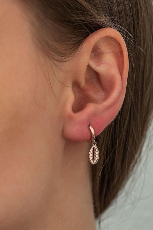 925 Ayar Rose Altın Kaplama Sallantılı Göz Gümüş Küpe