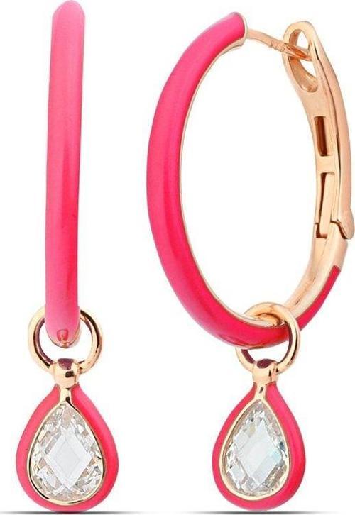 925 Ayar Su Damlası Model Sallantılı Pembe Gümüş Kadın Küpe
