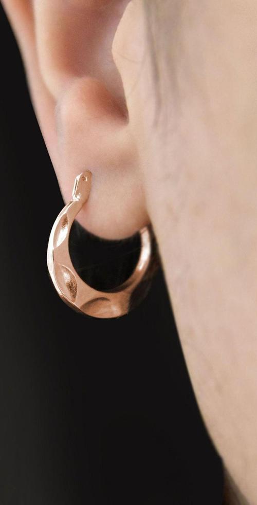 925 Ayar Gümüş Rose Kaplama Soyut Halka Küpe