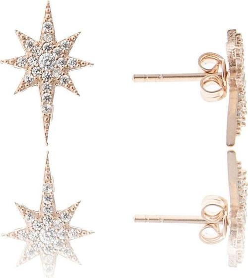 Kutup Yıdızı Nano Zirkon Taşlı Rose Gold Kaplama 925 Ayar Gümüş
