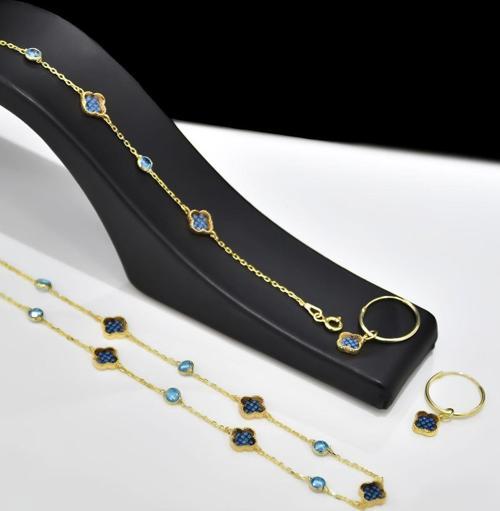 925 Ayar Gümüş Gold Kaplama Van Cleef Set