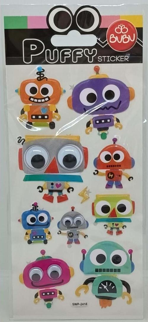 Puffy Sticker Oynar Gözlü Şaşkın Robotlar 9x21 SWP-2416