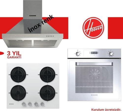 Beyaz & İnox 3'lü Ankastre Set (hch6mxtk-hvwm6mw-3051w)