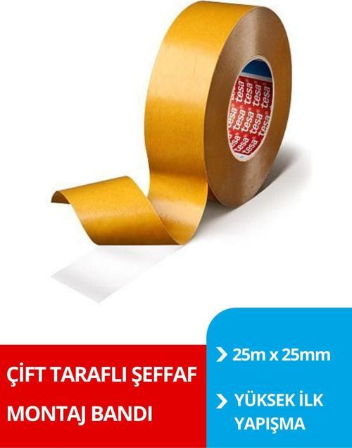 Genel Amaçlı Filmik Çift Taraflı Bant, 25M:25Mm, Şeffaf
