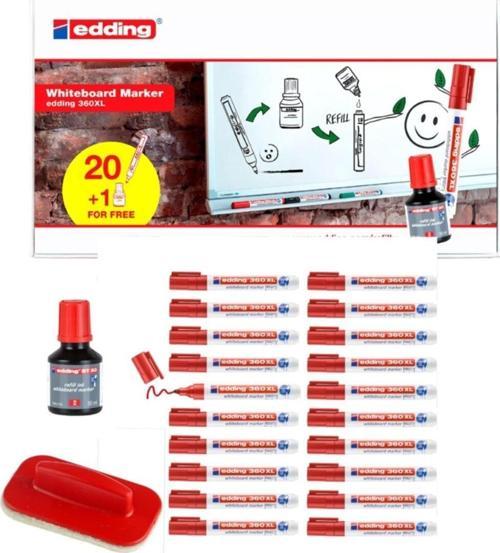 360 Xl Beyaz Tahta Kalemi 20 Li Set Mürekkep +Tahta Silgisi