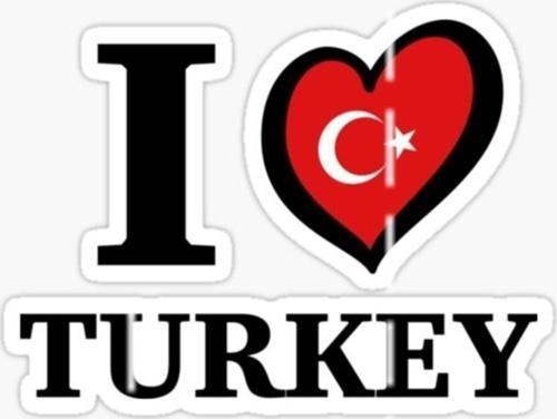 16cm I Love Turkey Yapıştırma Etiket Araba Cam Md6