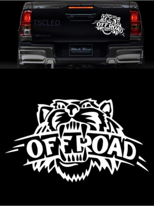 20 X 12 Cm Beyaz Renk, Off Road Kaplan Oto Sticker, Araba Sticker