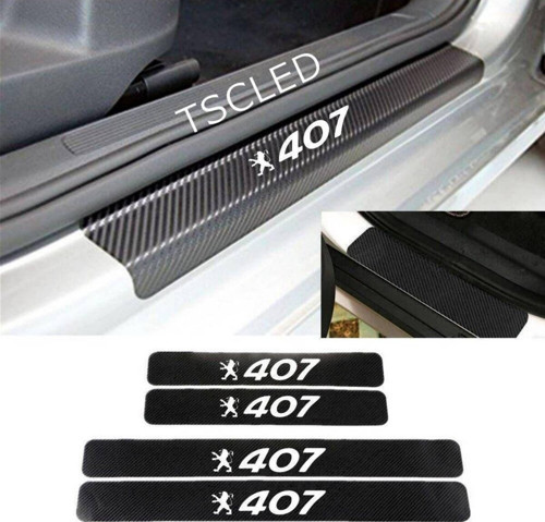 407 Karbon Kapı Eşiği Kaplama Sticker Yapıştırma 4 lu Set zz174