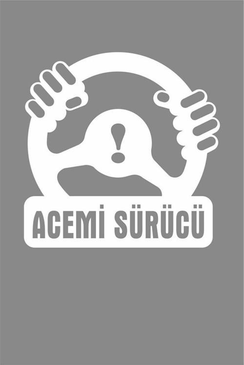 Acemi Sürücü Uyarı Etiketi Sticker Beyaz Arka Cam 28cm