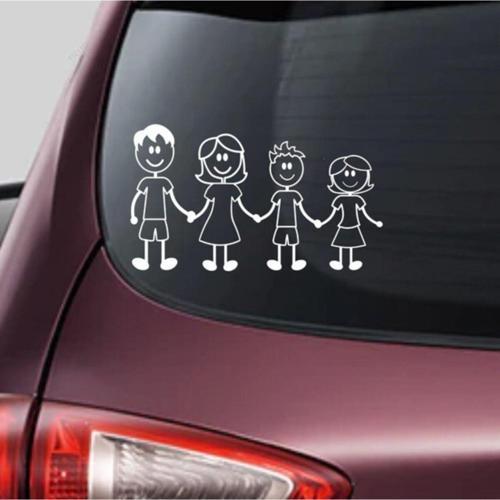 Aile Sticker Anne Baba Kız Ve Erkek Çocuk Araba Yapıştırma